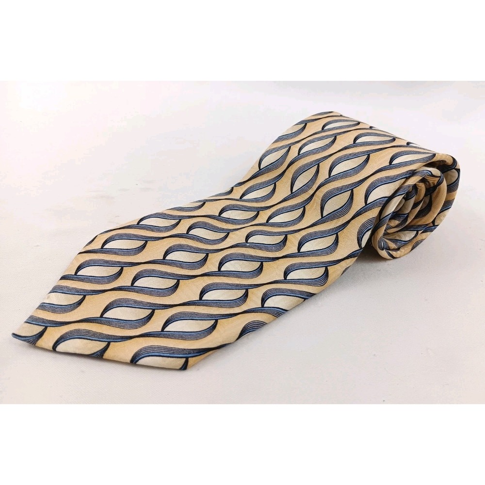 Joseph & Feiss International 100% Silk Tie 60" x4" Hand Made Necktie Yellow Blue